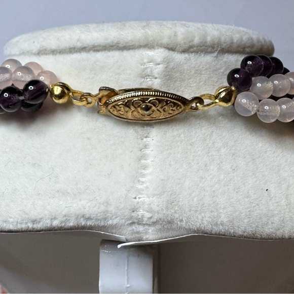 Vintage Genuine Garnet, Rose Quartz, & Angel skin Coral Necklace - Picture 5 of 5